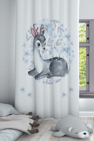 Gri Ceylanlı Hayvanlı Desenli Dekoratif Çocuk Ve Bebek Odası Fon Perde Gri Ceylanlı Hayvanlı Desenli Dekoratif Çocuk Ve Bebek Odası Fon Perde