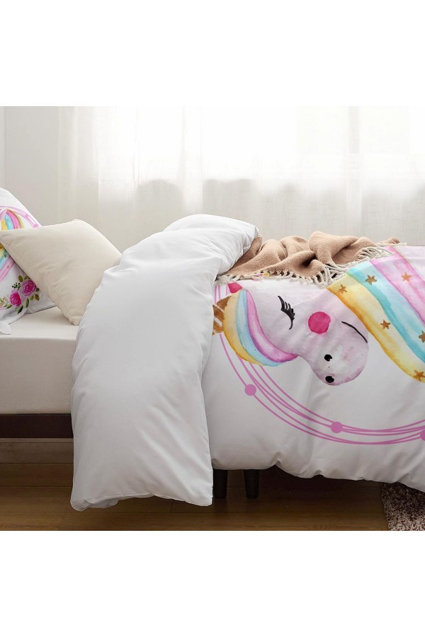 Unicorn Atlı Desenli Çarşafsız Tek Kişilik Çocuk Nevresim Takımı Unicorn Atlı Desenli Çarşafsız Tek Kişilik Çocuk Nevresim Takımı
