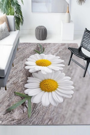 Gri Sarı Papatyalar Desenli Modern Kaymaz Yıkanabilir Mutfak Salon Halısı Gri Sarı Papatyalar Desenli Modern Kaymaz Yıkanabilir Mutfak Salon Halısı