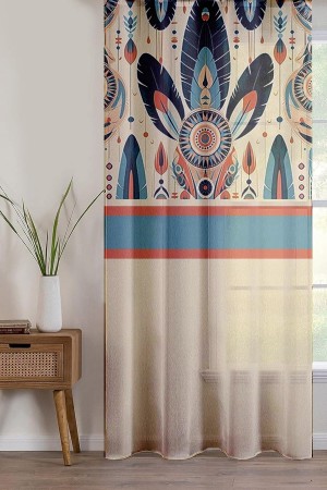 Renkli Tüyler Desenli Baskılı Dekoratif Salon Mutfak Tül Perde 140x260cm Renkli Tüyler Desenli Baskılı Dekoratif Salon Mutfak Tül Perde 140x260cm