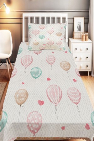 Pembe Mavi Balonlar Desenli Tek Kişilik Çocuk Pike Takımı Pembe Mavi Balonlar Desenli Tek Kişilik Çocuk Pike Takımı