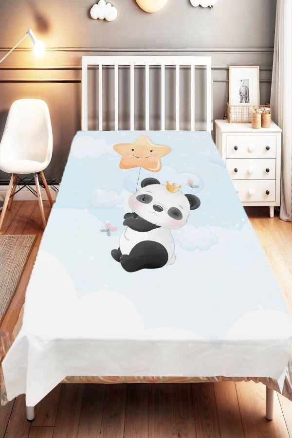Yıldızlı Bulutlu Panda Desenli Çocuk Ve Bebek Odası Dekoratif Yatak Örtüsü Yıldızlı Bulutlu Panda Desenli Çocuk Ve Bebek Odası Dekoratif Yatak Örtüsü