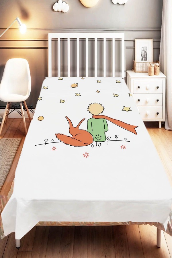 Ay Yıldızlar Küçük Prens Desenli Çocuk Ve Bebek Odası Dekoratif Yatak Örtüsü Ay Yıldızlar Küçük Prens Desenli Çocuk Ve Bebek Odası Dekoratif Yatak Örtüsü