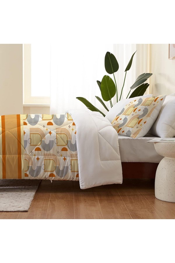 Minimalist Desenli Tek Kişilik ve Çoçuk Mikrofiber Kapitone Yorgan Yastık Kılıflı Uyku Seti