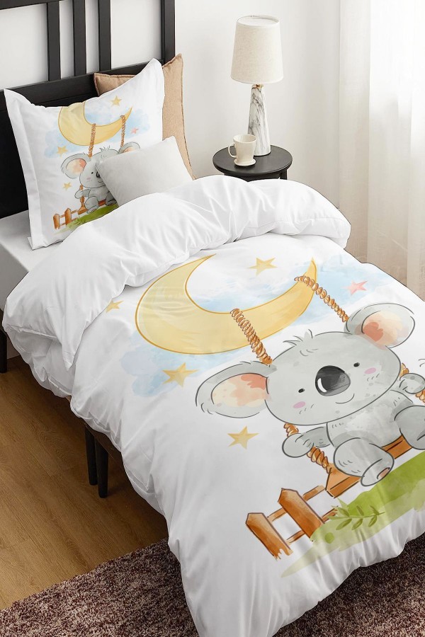 ElseSevimli Koala  Desenli Çarşafsız Tek Kişilik Çocuk Nevresim Takımı