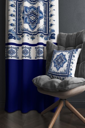 Mavi Beyaz Çiçekli Desenli Baskılı Kırlent Kılıflı Salon Mutfak Fon Perde 140x260 cm Mavi Beyaz Çiçekli Desenli Baskılı Kırlent Kılıflı Salon Mutfak Fon Perde 140x260 cm