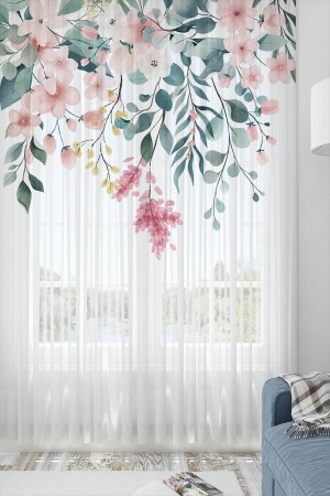 Renkli Çiçekli Desen Baskılı Dekoratif Salon Mutfak Tül Perde 140x260cm Renkli Çiçekli Desen Baskılı Dekoratif Salon Mutfak Tül Perde 140x260cm