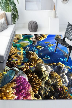 Akvaryum Balıklar Desenli Modern Kaymaz Yıkanabilir Mutfak Salon Halısı