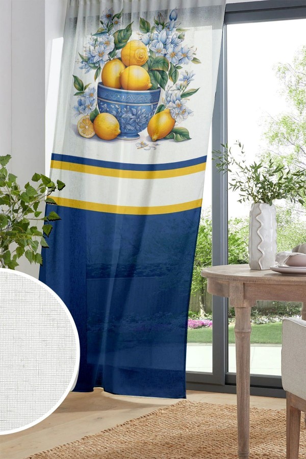 Vintage Limonlar Desenli Baskılı Dekoratif Salon Mutfak Tül Perde 140x260cm Vintage Limonlar Desenli Baskılı Dekoratif Salon Mutfak Tül Perde 140x260cm