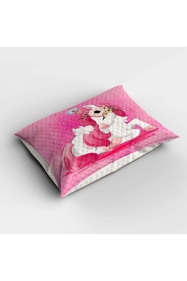Pembe Unicorn Atlı Desenli Tek Kişilik Çocuk Pike Takımı Pembe Unicorn Atlı Desenli Tek Kişilik Çocuk Pike Takımı