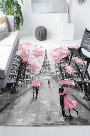 Paris Aşk Yolu Desenli Modern Kaymaz Yıkanabilir Mutfak Salon Halısı