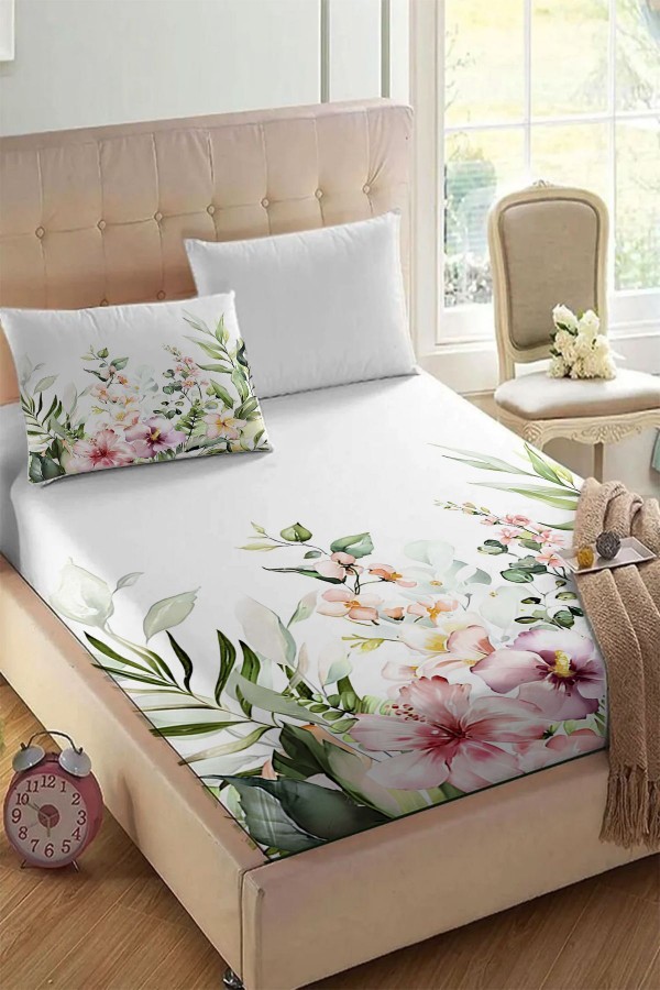 Renkli Çiçekler Baskılı Desenli Lastikli Tek Kişilik Yastıklı Lastikli Çarşaf Takımı 90x190cm Renkli Çiçekler Baskılı Desenli Lastikli Tek Kişilik Yastıklı Lastikli Çarşaf Takımı 90x190cm