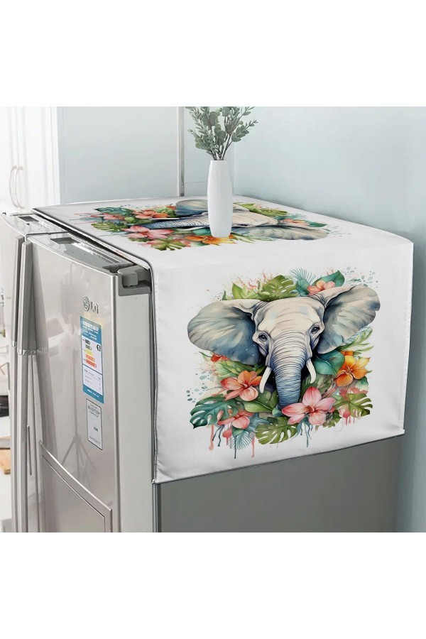 Renkli Filler Desenli Dekoratif Difiriz ve Buzdolabı Örtüsü 60x140cm