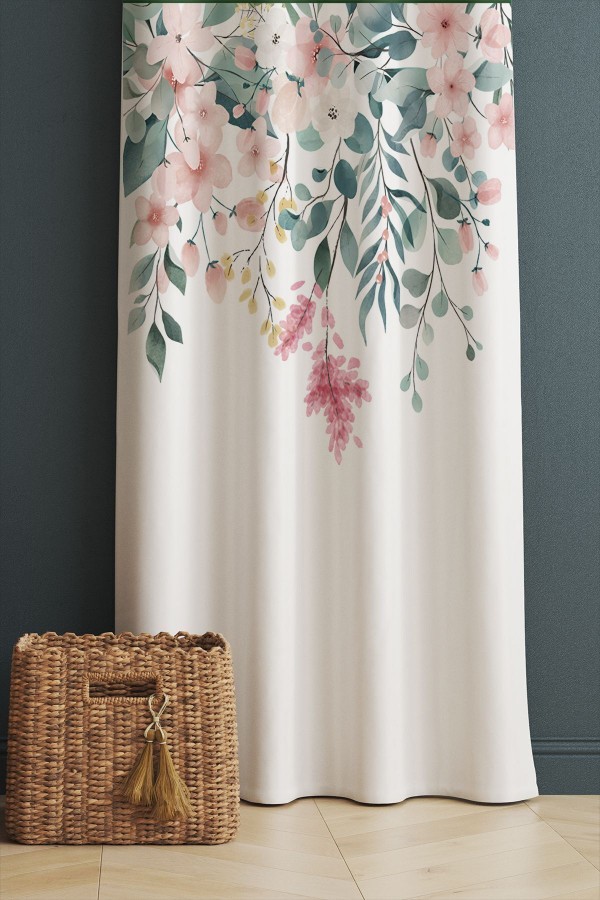 Renkli Çiçek Desenli Baskılı Dekoratif Salon Mutfak Fon Perde 140x260cm Renkli Çiçek Desenli Baskılı Dekoratif Salon Mutfak Fon Perde 140x260cm