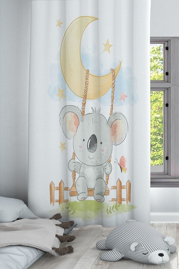 ElseSevimli Koala Desenli Dekoratif Çocuk Ve Bebek Odası Fon Perde ElseSevimli Koala Desenli Dekoratif Çocuk Ve Bebek Odası Fon Perde