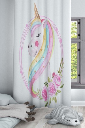 Unicorn Atlı Desenli Dekoratif Çocuk Ve Bebek Odası Fon Perde Unicorn Atlı Desenli Dekoratif Çocuk Ve Bebek Odası Fon Perde