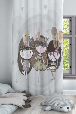 Minik Kızlar Desenli Dekoratif Çocuk Ve Bebek Odası Fon Perde Minik Kızlar Desenli Dekoratif Çocuk Ve Bebek Odası Fon Perde