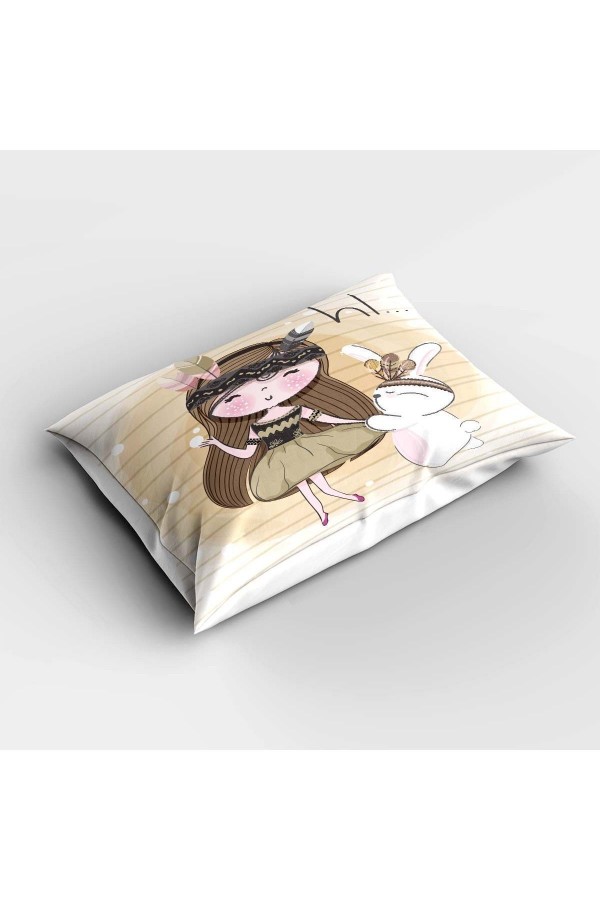 Tavşanlı Kız Desenli Çocuk Ve Bebek Odası Dekoratif Yatak Örtüsü Tavşanlı Kız Desenli Çocuk Ve Bebek Odası Dekoratif Yatak Örtüsü