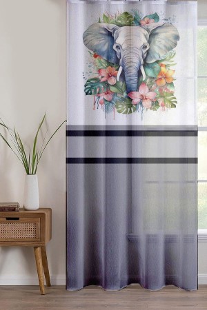 Renkli Filler Desenli Baskılı Dekoratif Salon Mutfak Tül Perde 140x260cm Renkli Filler Desenli Baskılı Dekoratif Salon Mutfak Tül Perde 140x260cm