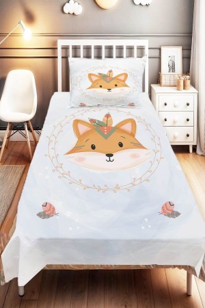 Bohem Tilkili Mavi Kahve Desenli Çocuk Ve Bebek Odası Dekoratif Yatak Örtüsü Bohem Tilkili Mavi Kahve Desenli Çocuk Ve Bebek Odası Dekoratif Yatak Örtüsü