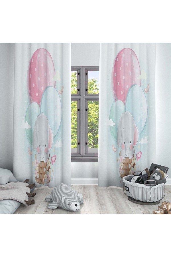 Filli Tilki Desenli Dekoratif Çocuk Ve Bebek Odası Fon Perde Filli Tilki Desenli Dekoratif Çocuk Ve Bebek Odası Fon Perde