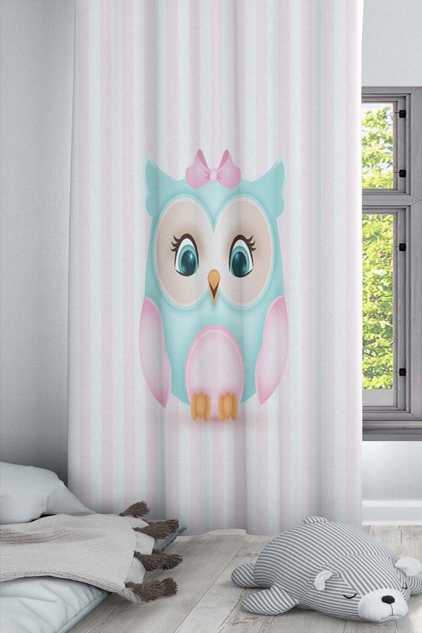 Sevimli Baykuşlu Desenli Dekoratif Çocuk Ve Bebek Odası Fon Perde Sevimli Baykuşlu Desenli Dekoratif Çocuk Ve Bebek Odası Fon Perde