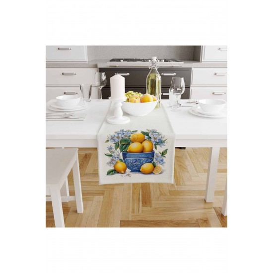 Vintage Limonlar Desenli Dijital Baskılı Leke Tutmaz Dertsiz Dekoratif Runner 40x140cm Vintage Limonlar Desenli Dijital Baskılı Leke Tutmaz Dertsiz Dekoratif Runner 40x140cm