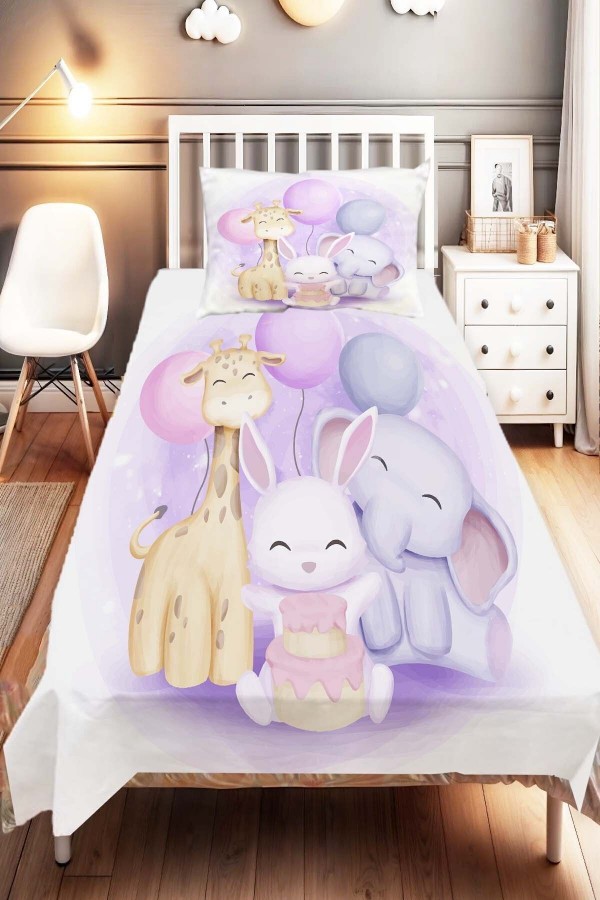 Renkli Balon Hayvanlar Desenli Çocuk Ve Bebek Odası Dekoratif Yatak Örtüsü Renkli Balon Hayvanlar Desenli Çocuk Ve Bebek Odası Dekoratif Yatak Örtüsü