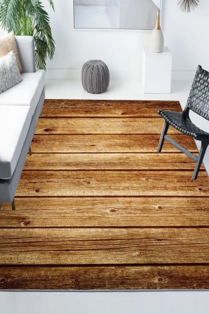 Ahşap Tahta Desenli Modern Kaymaz Yıkanabilir Mutfak Salon Halısı