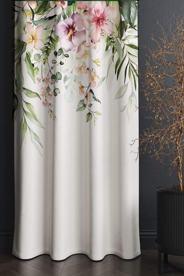 Renkli Çiçekler Desenli Baskılı Dekoratif Salon Mutfak Fon Perde 140x260cm Renkli Çiçekler Desenli Baskılı Dekoratif Salon Mutfak Fon Perde 140x260cm