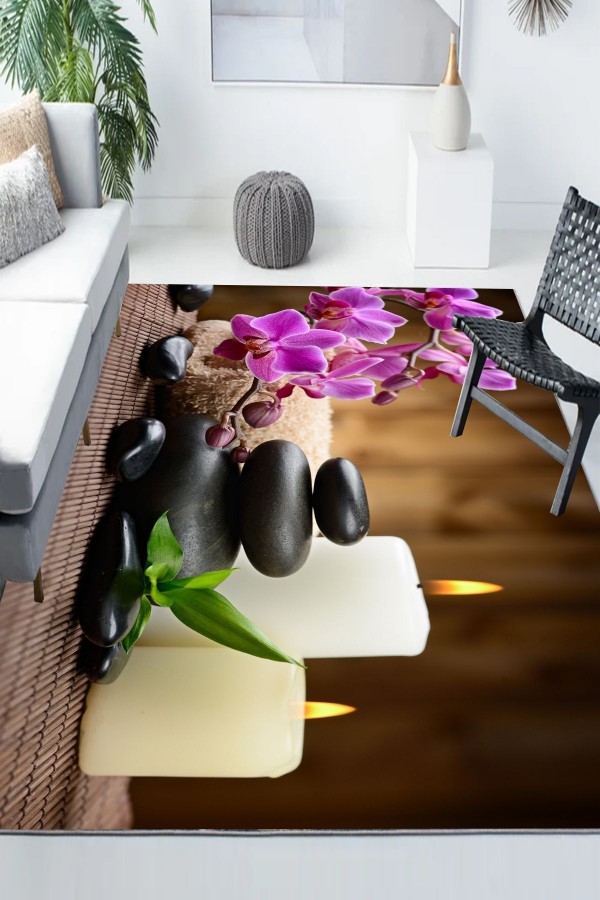 Spa Mumlar Desenli Modern Kaymaz Yıkanabilir Mutfak Salon Halısı