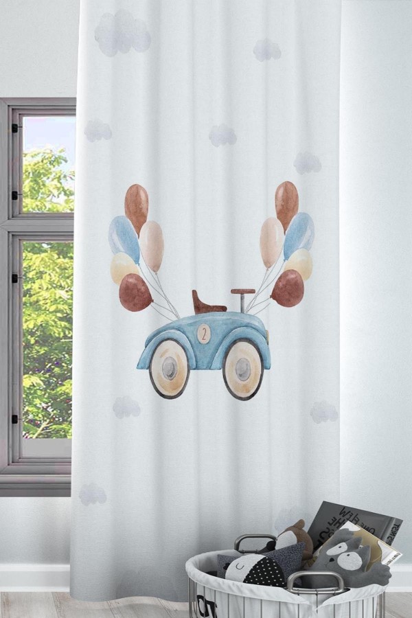Mavi Kahve Arabalı Desenli Dekoratif Çocuk Ve Bebek Odası Fon Perde Mavi Kahve Arabalı Desenli Dekoratif Çocuk Ve Bebek Odası Fon Perde