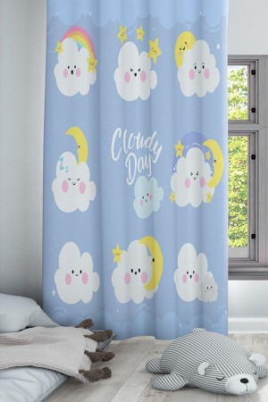 Sevimli Bulutlar Desenli Dekoratif Çocuk Ve Bebek Odası Fon Perde Sevimli Bulutlar Desenli Dekoratif Çocuk Ve Bebek Odası Fon Perde
