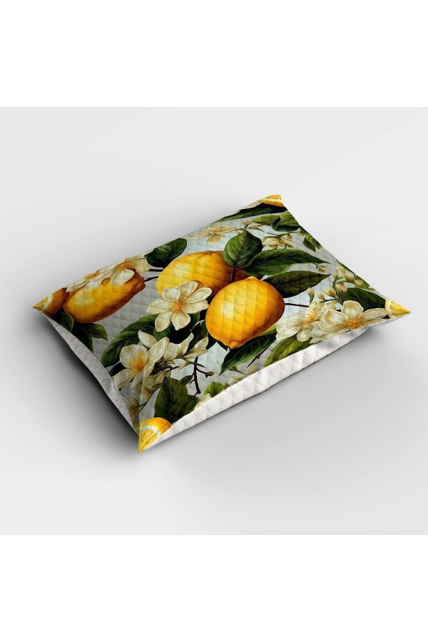 Yeşil Yapraklı Limonlu Desenli Baskılı Tek Kişilik ve Çocuk Pike Takımı
