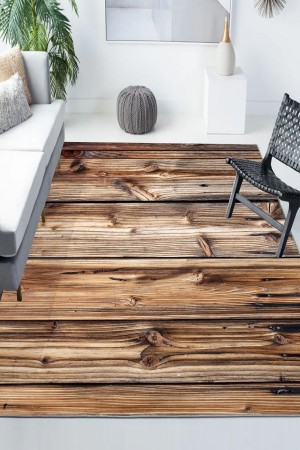 Ahşap Ağaç Desenli Modern Kaymaz Yıkanabilir Mutfak Salon Halısı