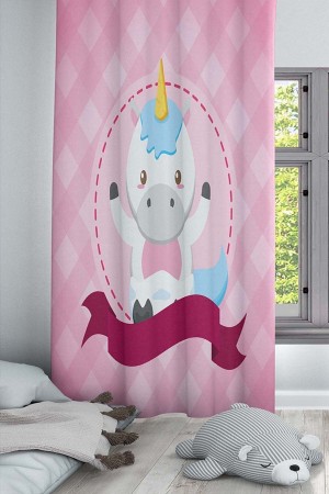 Pembe At Desenli Dekoratif Çocuk Ve Bebek Odası Fon Perde Pembe At Desenli Dekoratif Çocuk Ve Bebek Odası Fon Perde