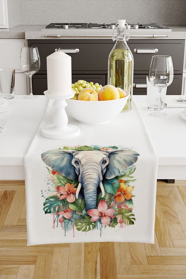 Renkli Filler Desenli Dijital Baskılı Leke Tutmaz Dertsiz Dekoratif Runner 40x140cm
