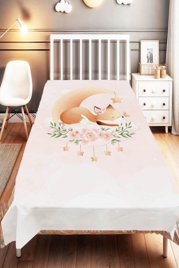 Ay Yıldız Uyuyan Tilkili Desenli Çocuk Ve Bebek Odası Dekoratif Yatak Örtüsü Ay Yıldız Uyuyan Tilkili Desenli Çocuk Ve Bebek Odası Dekoratif Yatak Örtüsü