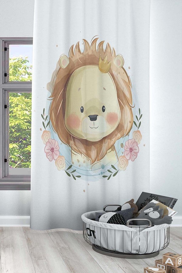Aslan lı Desenli Dekoratif Çocuk Ve Bebek Odası Fon Perde Aslan lı Desenli Dekoratif Çocuk Ve Bebek Odası Fon Perde