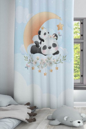 Uykucu Panda Ayılı Ay Yıldız Desenli Dekoratif Çocuk Ve Bebek Odası Fon Perde Uykucu Panda Ayılı Ay Yıldız Desenli Dekoratif Çocuk Ve Bebek Odası Fon Perde