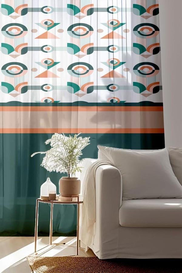 Modern Minimal Desenli Baskılı Dekoratif Salon Mutfak Tül Perde 140x260cm Modern Minimal Desenli Baskılı Dekoratif Salon Mutfak Tül Perde 140x260cm