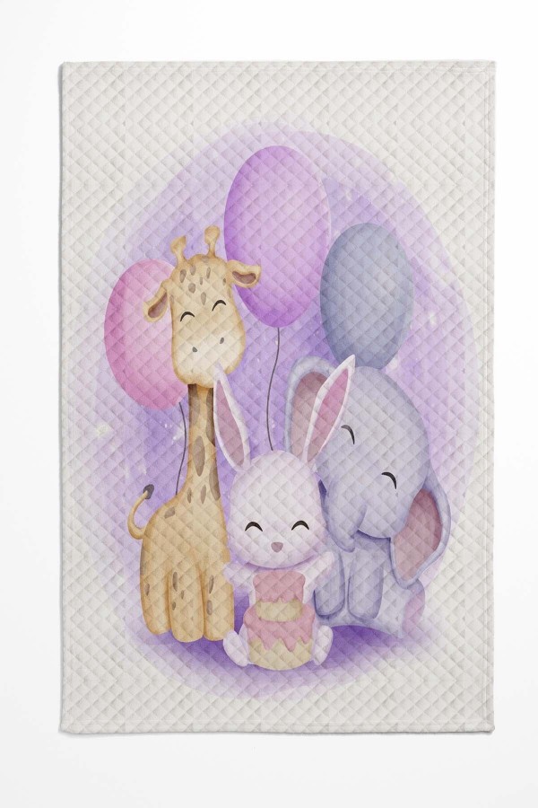 Renkli Balon Hayvanlar Desenli Tek Kişilik Çocuk Pike Takımı Renkli Balon Hayvanlar Desenli Tek Kişilik Çocuk Pike Takımı