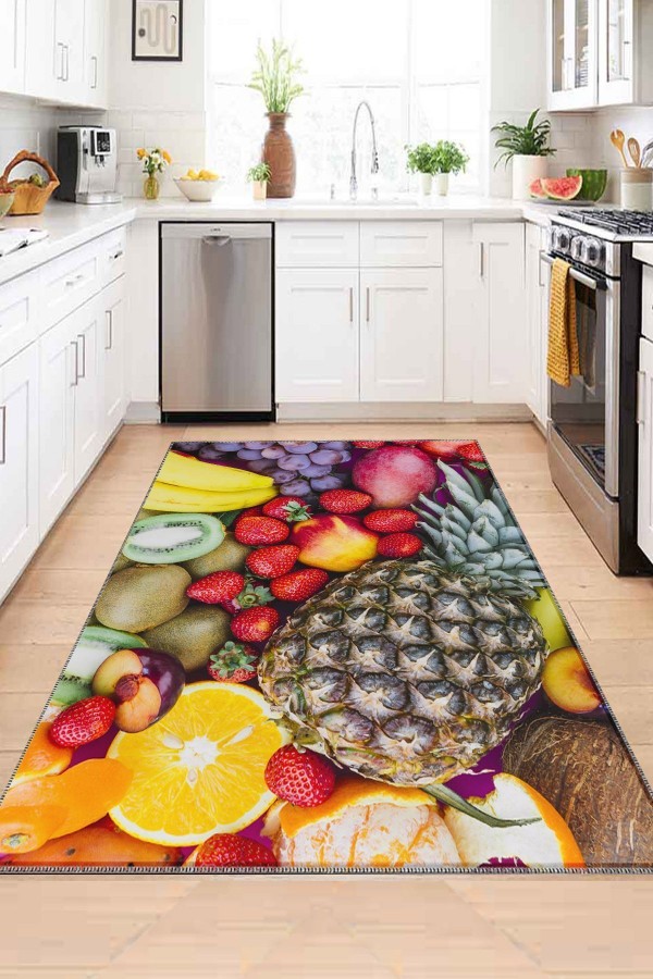 Dekoratif Desenli Yıkanabilir Kaymaz Taban Mutfak Halısı Ds-25