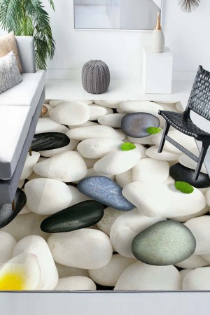 Çakıl Taşları Desenli Modern Kaymaz Yıkanabilir Mutfak Salon Halısı