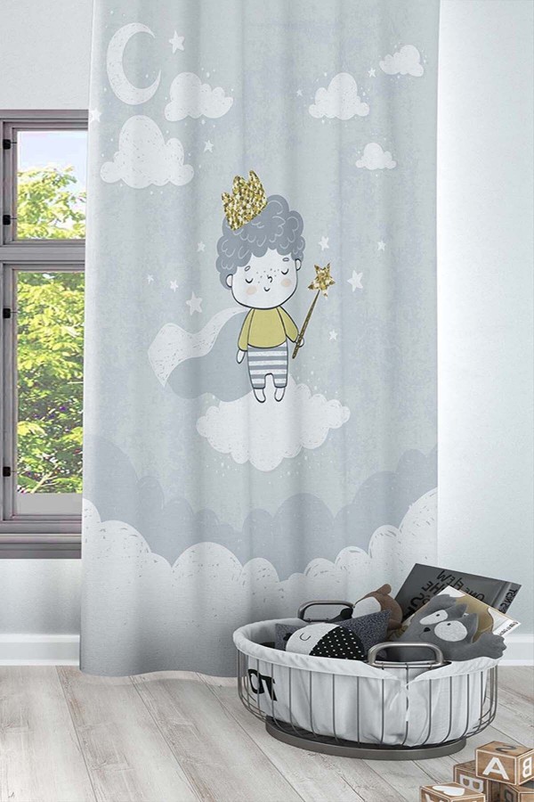 Küçük Prens Desenli Dekoratif Çocuk Ve Bebek Odası Fon Perde Küçük Prens Desenli Dekoratif Çocuk Ve Bebek Odası Fon Perde