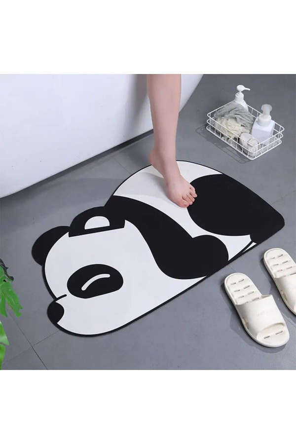 Else Panda Su Emici Duş Önü Banyo Paspası Klozet Tek Parça Hayvanlı Banyo Halısı