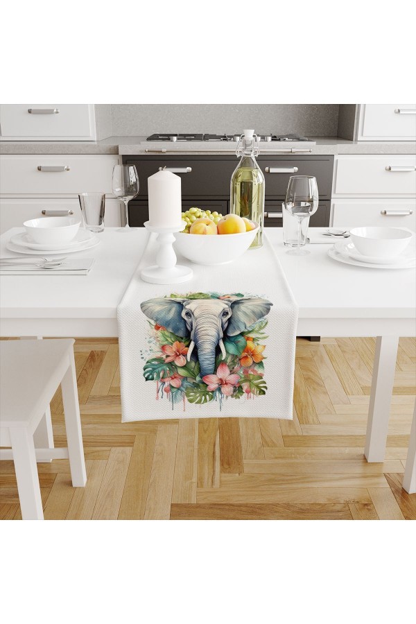 Renkli Filler Desenli Dijital Baskılı Leke Tutmaz Dertsiz Dekoratif Runner 40x140cm
