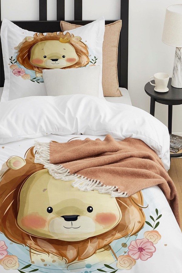 Aslan lı Desenli Çarşafsız Tek Kişilik Çocuk Nevresim Takımı Aslan lı Desenli Çarşafsız Tek Kişilik Çocuk Nevresim Takımı