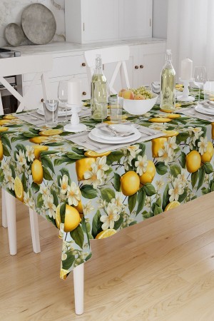 Yeşil Yapraklı Limonlu Desenli Dijital Baskılı Keten Efektli Leke Tutmaz Dertsiz Kumaş Masa Örtüsü Yeşil Yapraklı Limonlu Desenli Dijital Baskılı Keten Efektli Leke Tutmaz Dertsiz Kumaş Masa Örtüsü