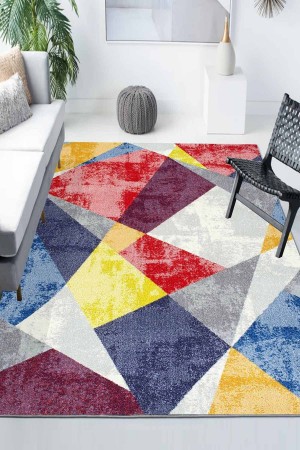 Renkli Patchwork Desenli Modern Kaymaz Yıkanabilir Mutfak Salon Halısı